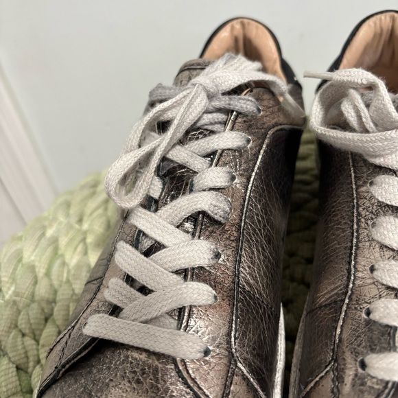 All Saints Sheer Stud Gun Metal Gold/Black Metallic Distressed Retro Sneakers - Picture 7 of 11